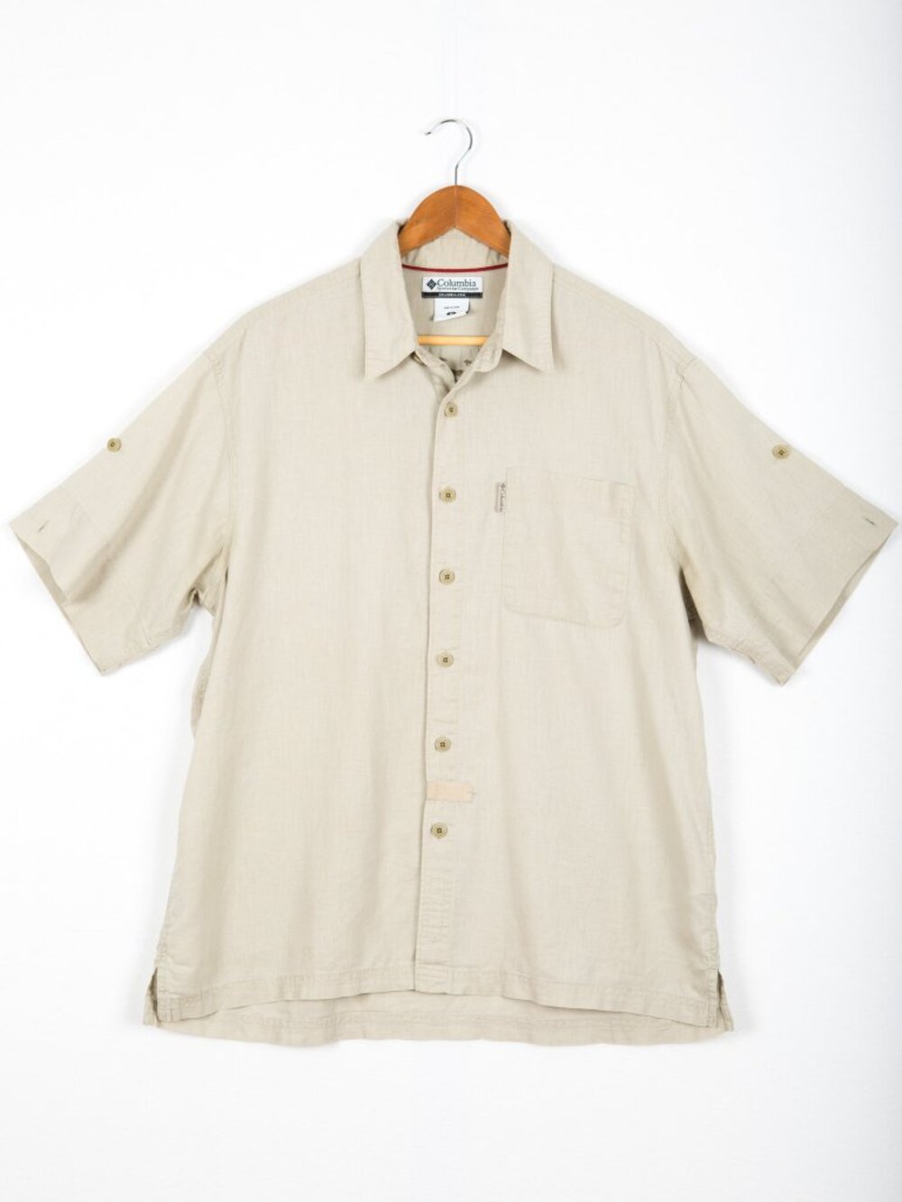 Columbia Iguana Linen Blend Shirt Y2K Gorpcore Safari Men Size M